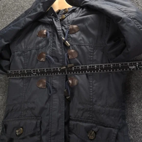 AEROPOSTALE‎ Womens Navy Blue Hooded Duffle Military Jacket Sz S Water Resistant - Picture 8 of 14